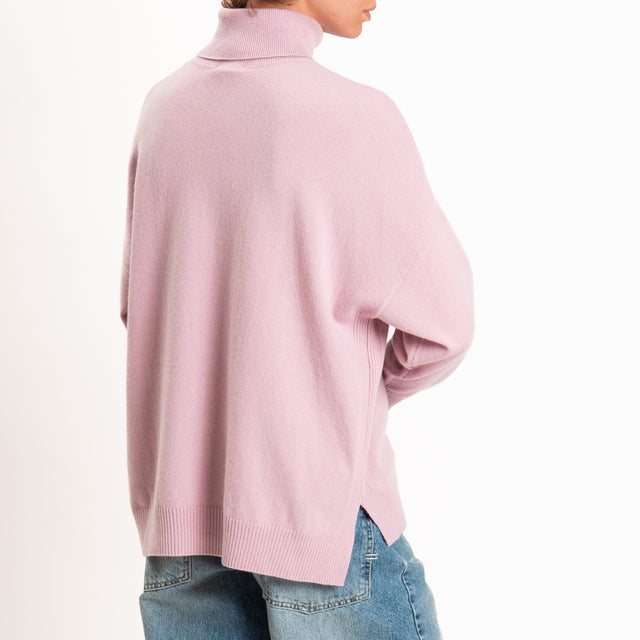 Zeroassoluto-Maglia collo alto 100% LANA MERINO - rosa