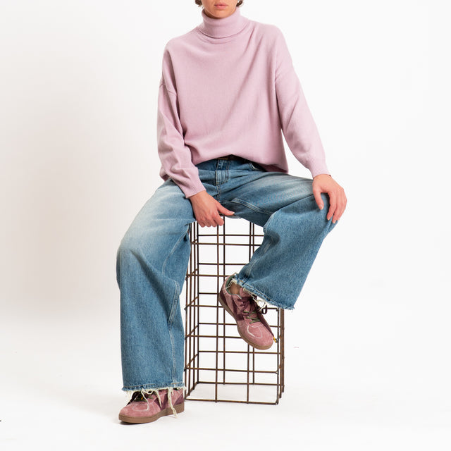 Zeroassoluto-Maglia collo alto 100% LANA MERINO - rosa