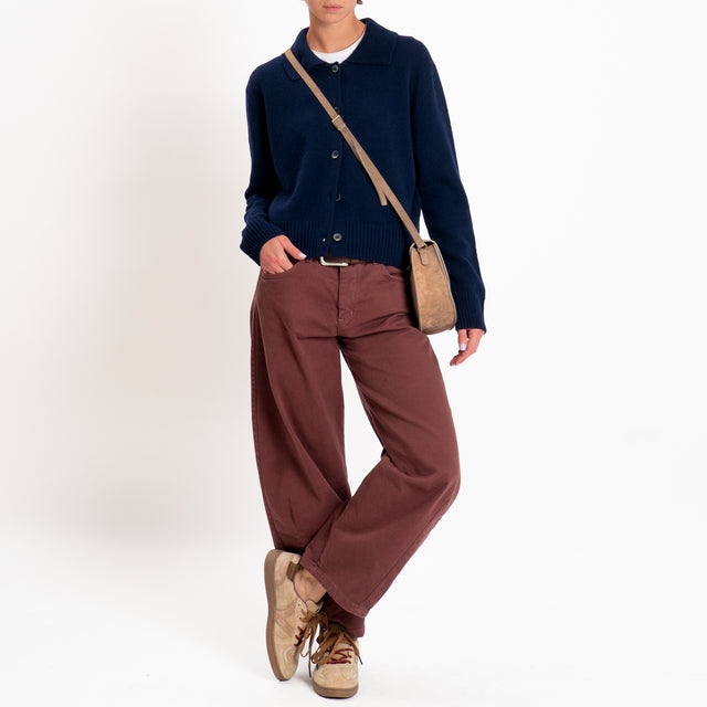 Zeroassoluto-Cardigan polo 100% LANA MERINO SOFT - blu