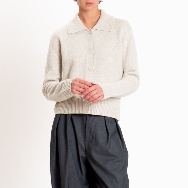 Zeroassoluto-Cardigan polo 100% LANA MERINO SOFT - Beige