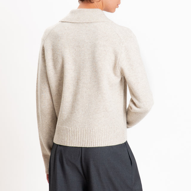 Zeroassoluto-Cardigan polo 100% LANA MERINO SOFT - Beige