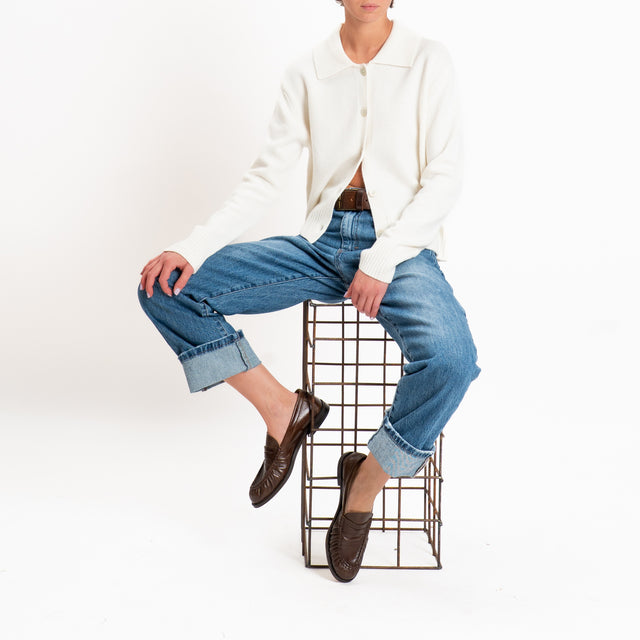 Zeroassoluto-Cardigan polo 100% LANA MERINO SOFT - panna