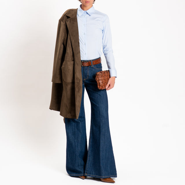 Zeroassoluto-Camicia slim fit cotone elasticizzato - celeste