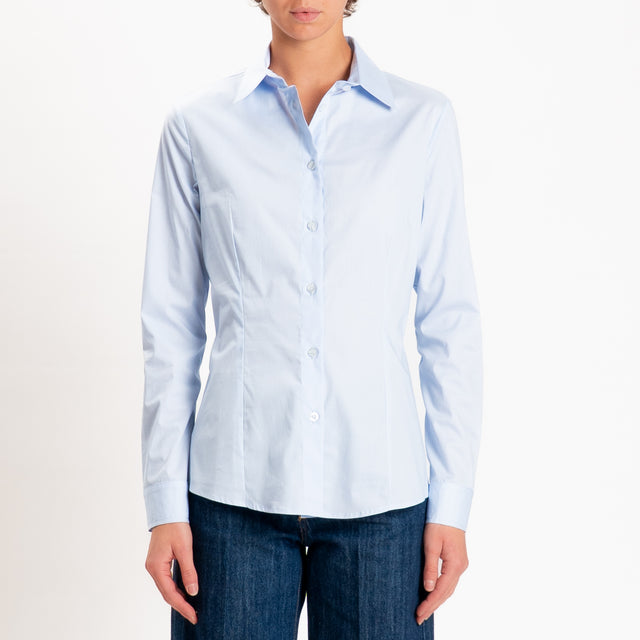 Zeroassoluto-Camicia slim fit cotone elasticizzato - celeste
