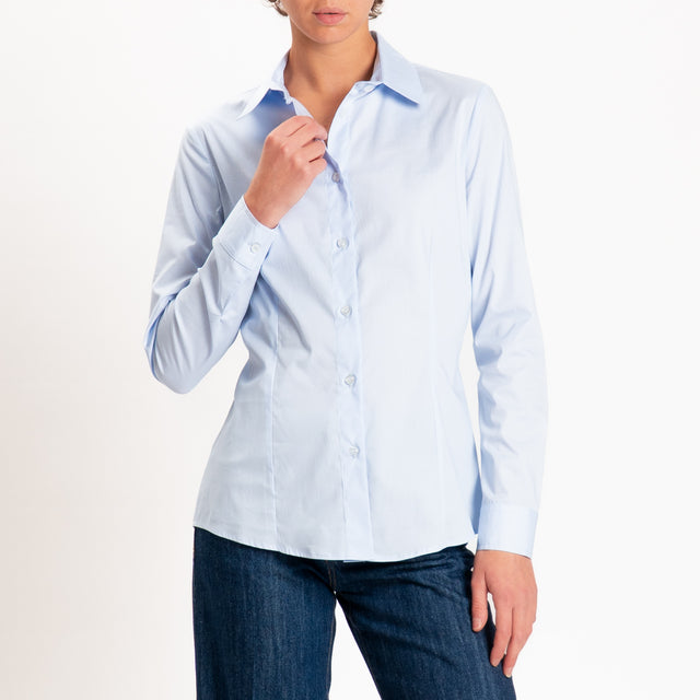 Zeroassoluto-Camicia slim fit cotone elasticizzato - celeste
