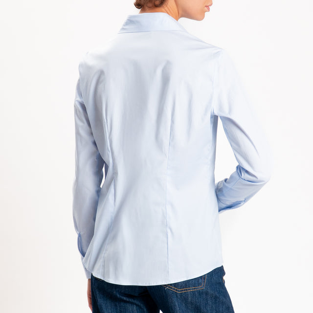 Zeroassoluto-Camicia slim fit cotone elasticizzato - celeste