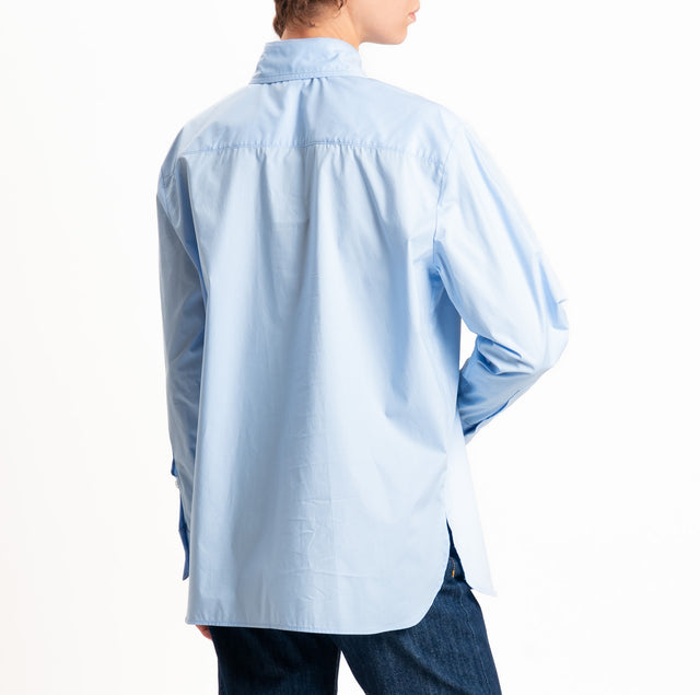 Zeroassoluto-Regular fit shirt with side slits - light blue