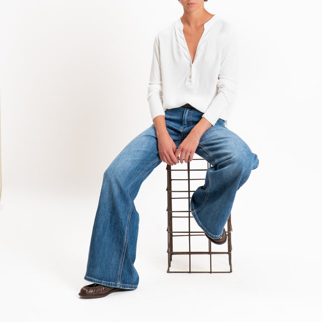 Zeroassoluto-Camicia chester manica lunga - panna