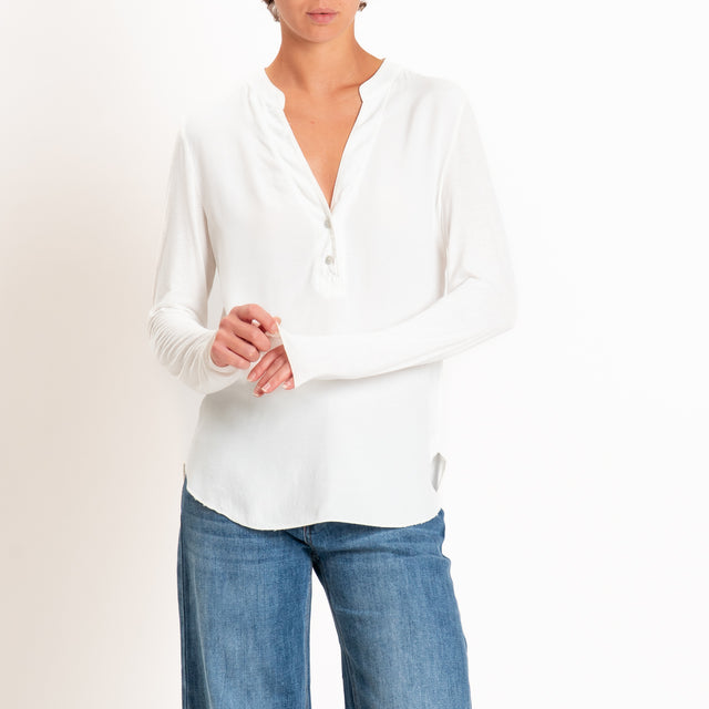 Zeroassoluto-Camicia chester manica lunga - panna