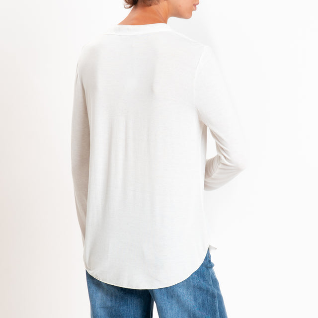 Zeroassoluto-Camicia chester manica lunga - panna