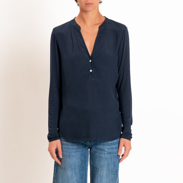 Zeroassoluto-Camicia chester manica lunga - blu