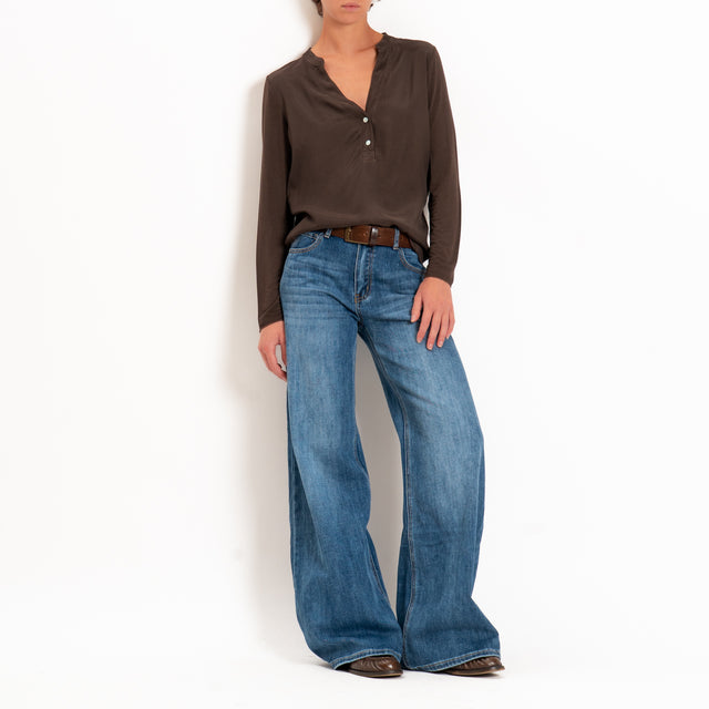 Zeroassoluto-Camicia chester manica lunga - cocoa