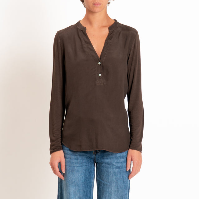 Zeroassoluto-Camicia chester manica lunga - cocoa
