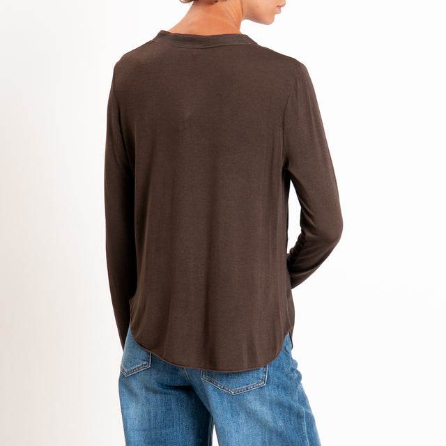 Zeroassoluto-Camicia chester manica lunga - cocoa