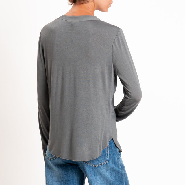 Zeroassoluto-Camicia chester manica lunga - piombo