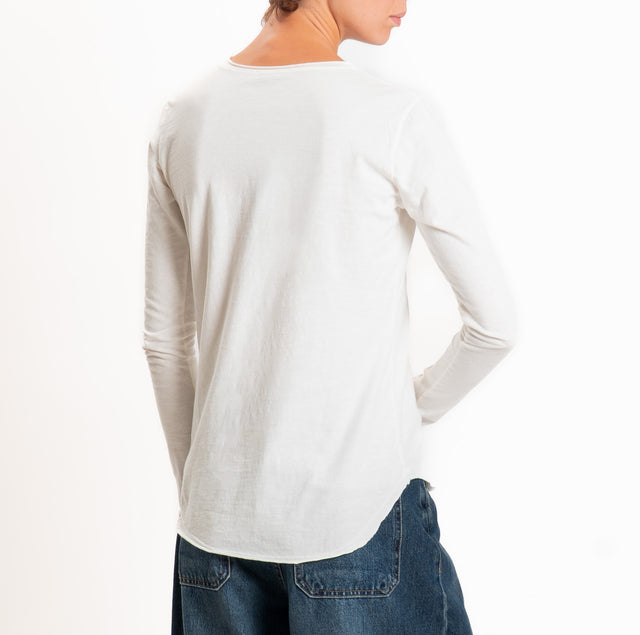 Zeroassoluto-T-shirt girocollo cotone fiammato - bianco