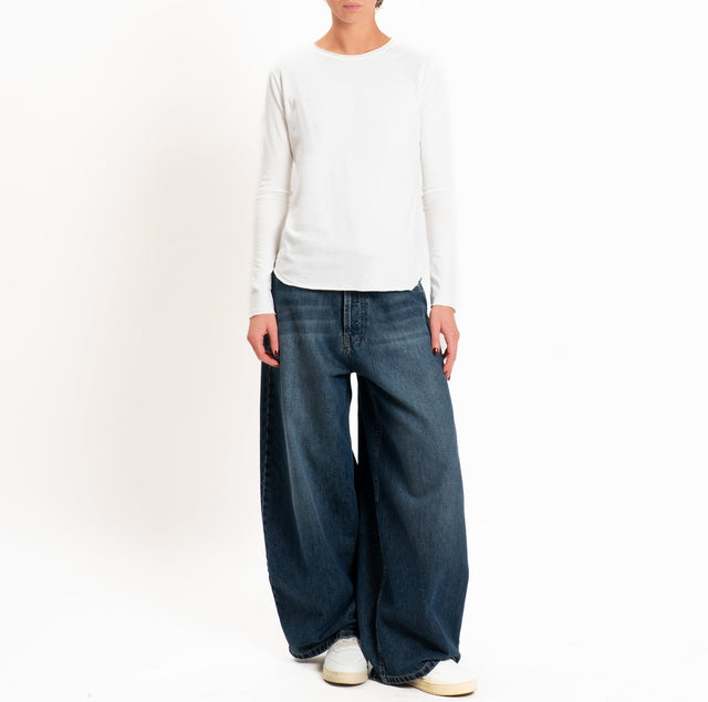 Zeroassoluto-T-shirt girocollo cotone fiammato - bianco