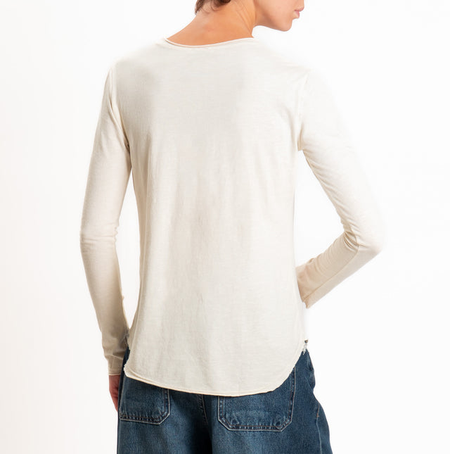 Zeroassoluto-T-shirt girocollo cotone fiammato - burro