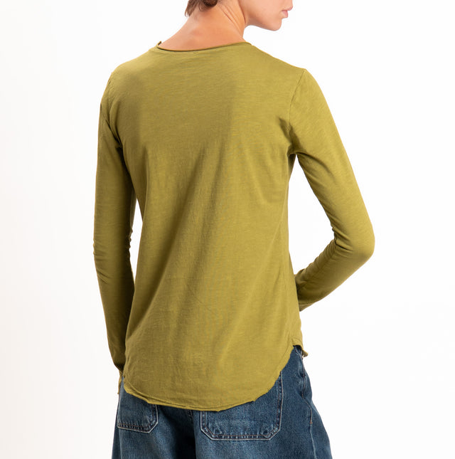 Zeroassoluto-T-shirt girocollo cotone fiammato - kaky