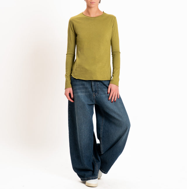 Zeroassoluto-T-shirt girocollo cotone fiammato - kaky