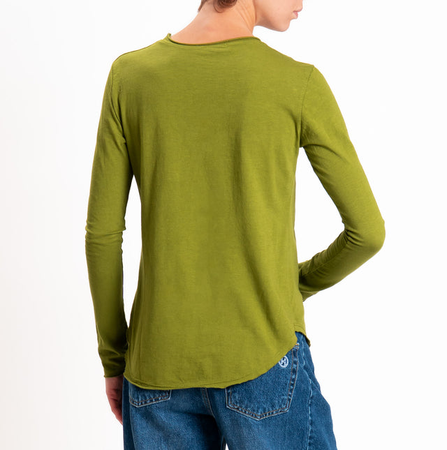 Zeroassoluto-T-shirt girocollo cotone fiammato - oliva