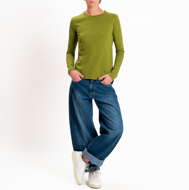 Zeroassoluto-T-shirt girocollo cotone fiammato - oliva