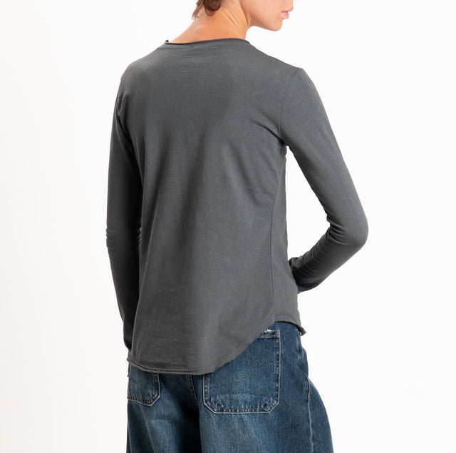 Zeroassoluto-T-shirt girocollo cotone fiammato - piombo