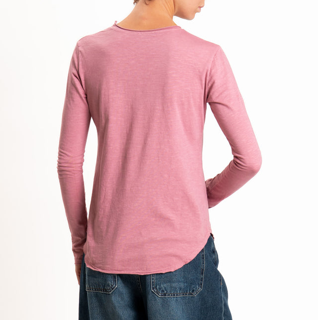 Zeroassoluto-T-shirt girocollo cotone fiammato - rosa