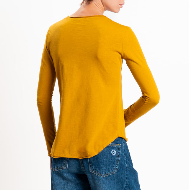 Zeroassoluto-T-shirt girocollo cotone fiammato - Senape