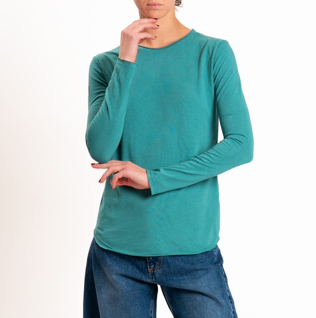 Zeroassoluto-T-shirt girocollo cotone fiammato - smeraldo