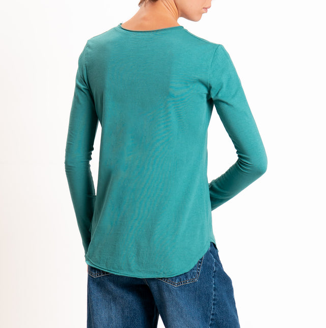 Zeroassoluto-T-shirt girocollo cotone fiammato - smeraldo
