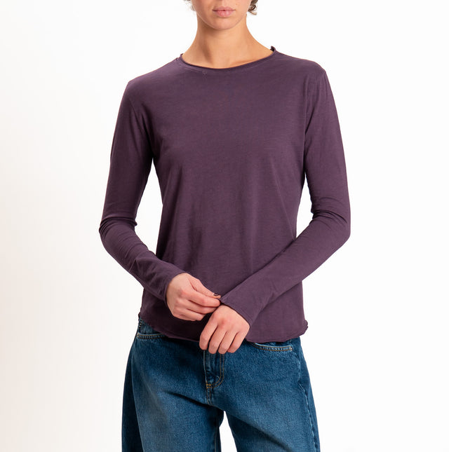 Zeroassoluto-T-shirt girocollo cotone fiammato - uva