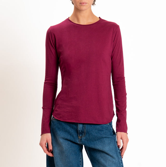 Zeroassoluto-T-shirt girocollo cotone fiammato - vino