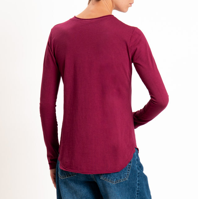 Zeroassoluto-T-shirt girocollo cotone fiammato - vino