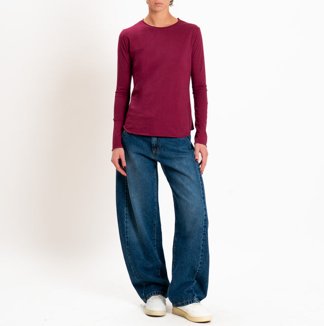 Zeroassoluto-T-shirt girocollo cotone fiammato - vino
