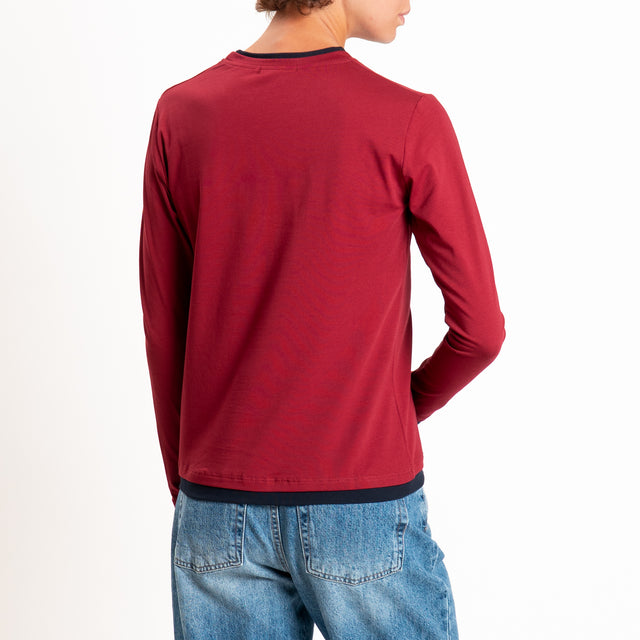 Zeroassoluto-T-shirt girocollo effetto bicolore - blu/india