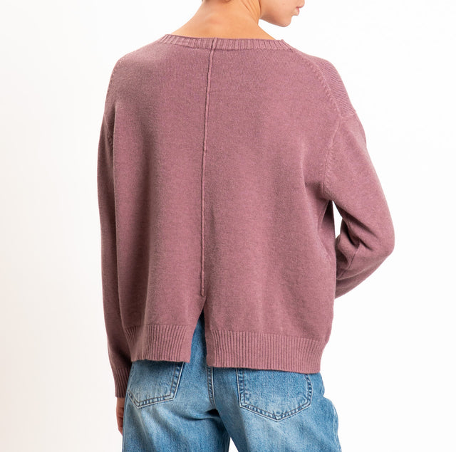 Zeroassoluto-Maglia girocollo spacco dietro - mauve