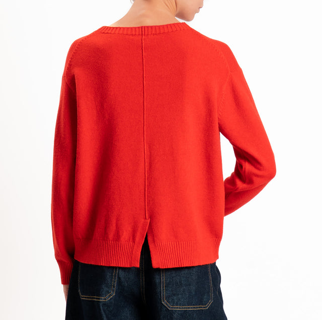 Zeroassoluto-Maglia girocollo spacco dietro - rosso