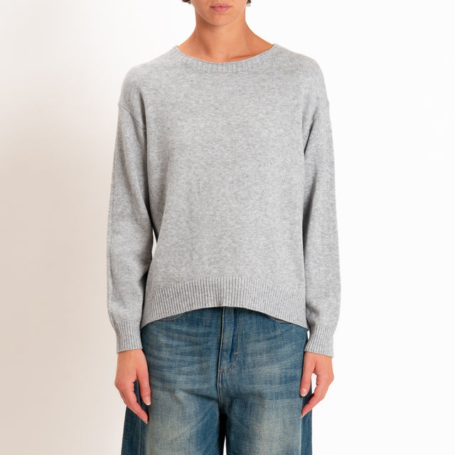 Zeroassoluto-Maglia girocollo spacco dietro - perla