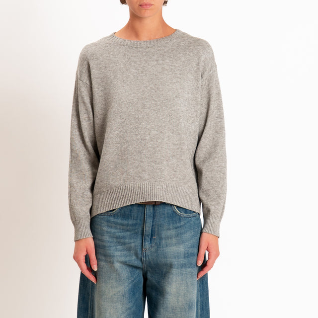Zeroassoluto-Maglia girocollo spacco dietro - stone