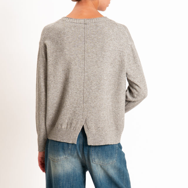 Zeroassoluto-Maglia girocollo spacco dietro - stone