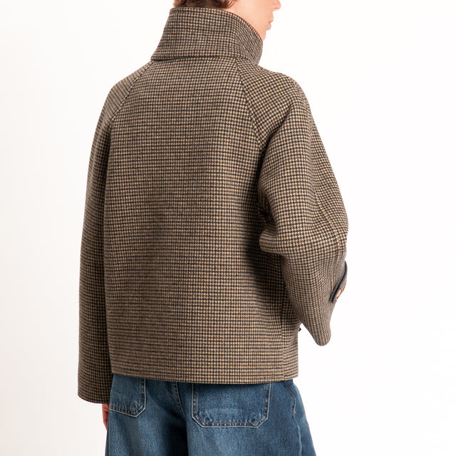 Zeroassoluto-Giacca pied de poule neoprene - moro/sand/nero