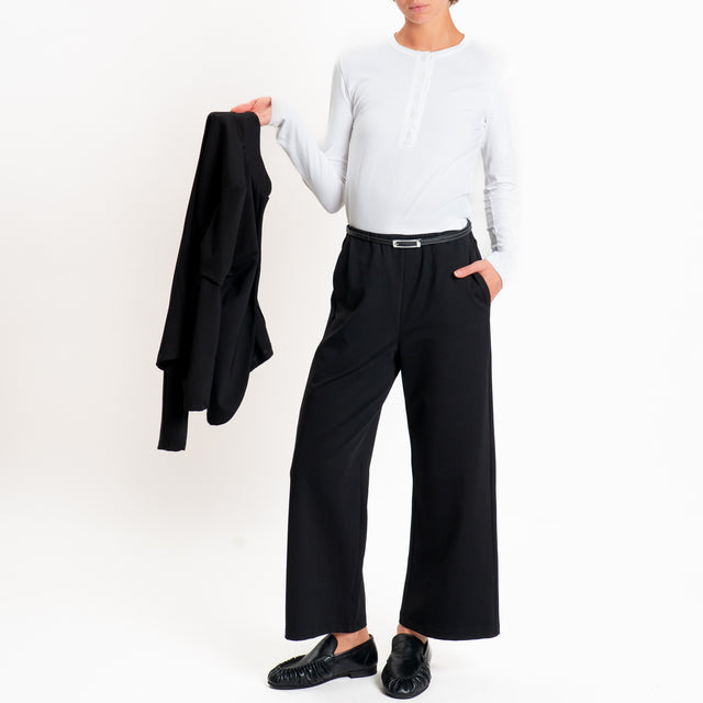 Zeroassoluto-Pantalone BALY punto milano elastico - nero