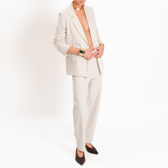 Zeroassoluto-Pantalone BECKY punto milano - gesso
