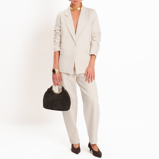 Zeroassoluto-Pantalone BECKY punto milano - gesso