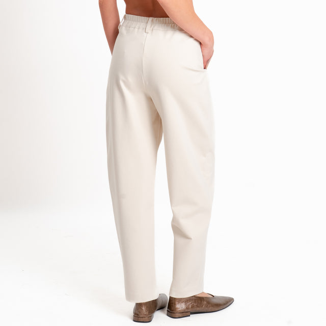 Zeroassoluto-Pantalone BECKY punto milano - gesso