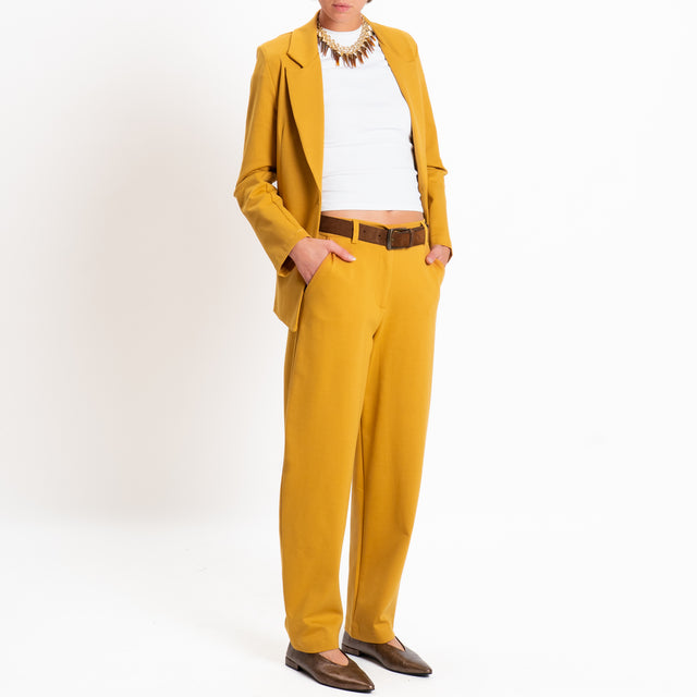 Zeroassoluto-Pantalone BECKY punto milano - Senape