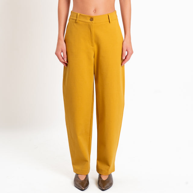 Zeroassoluto-Pantalone BECKY punto milano - Senape