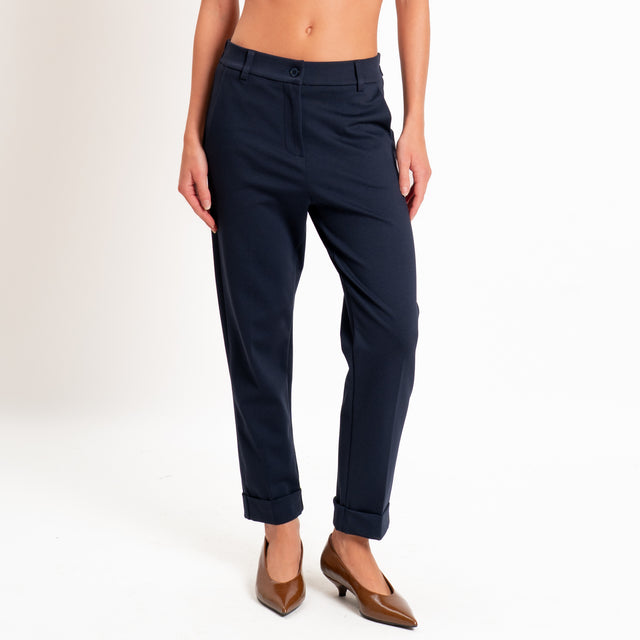 Zeroassoluto-Pantalone BETTY punto milano elastico dietro - blu