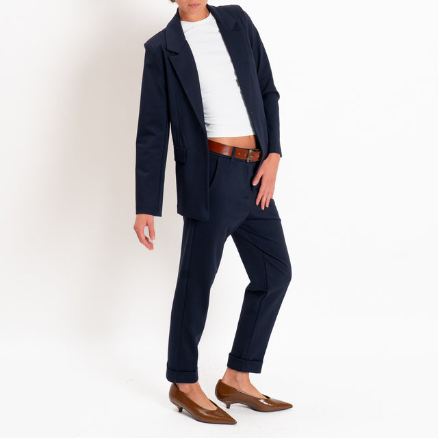 Zeroassoluto-Pantalone BETTY punto milano elastico dietro - blu
